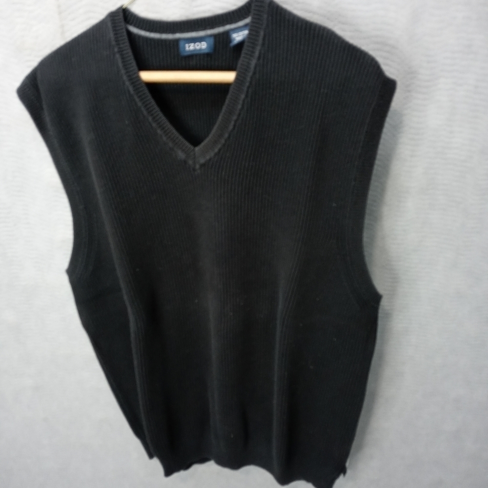 Izod men's knit cotton gray pullover vest. Sz XL.